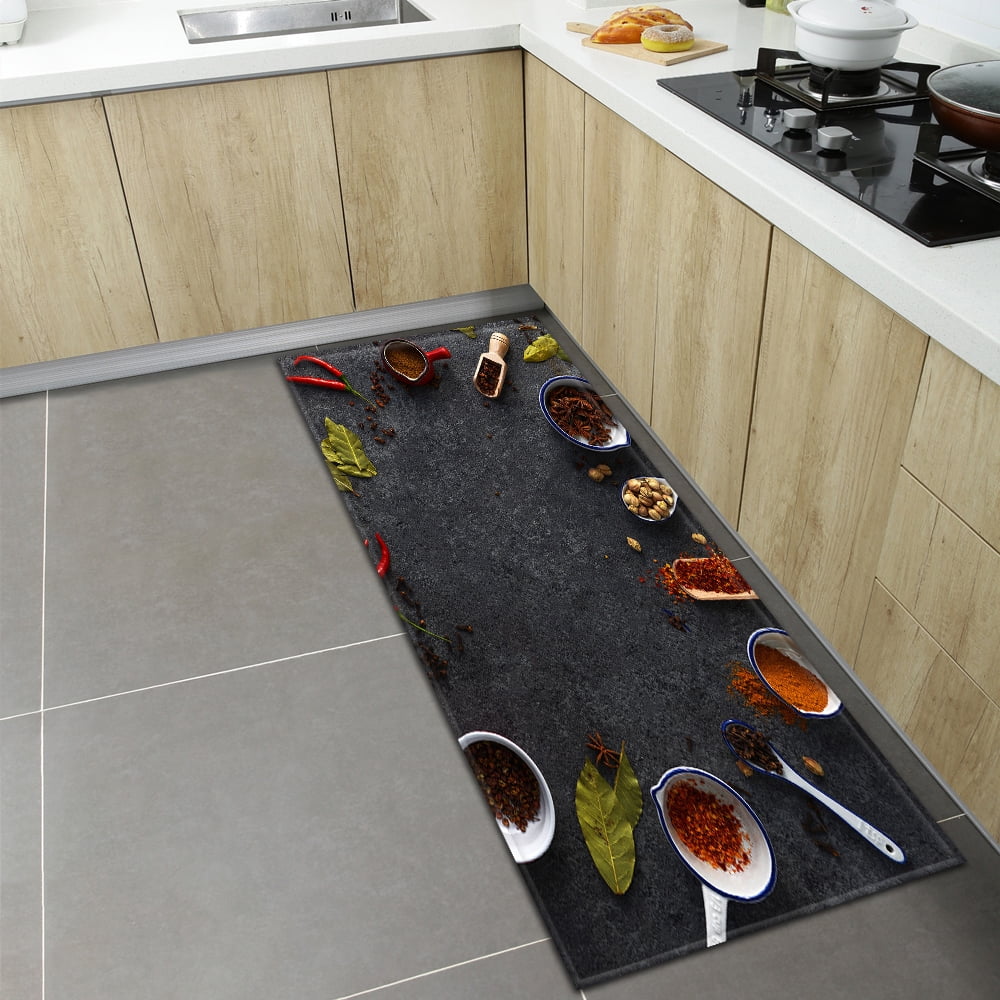 Kitchen PCV Mat 40x120cm Spice Pattern Floor Mats Kitchen Decor Rugs ...