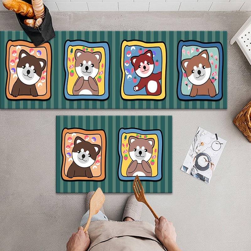 Kitchen PCV Mat Cute Animal Floor Mat 3D Printed Soft Long Area Carpet ...