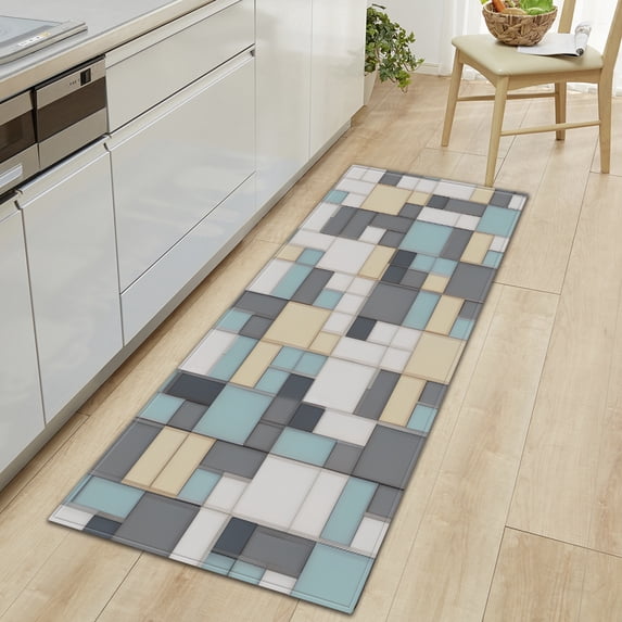 Kitchen PCV Mat Geometry House Living Room Bedroom Balcony Decoration Carpet Home Hallway Entrance Door Bath Foot Rug
