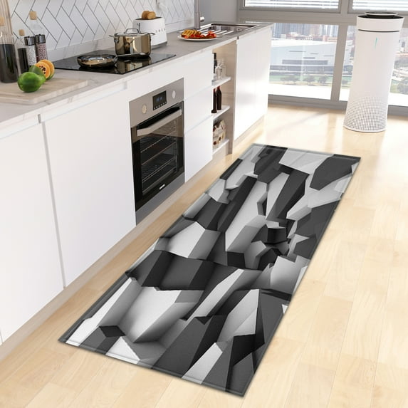 Kitchen PCV Mat Kitchen Carpet Bedroom Entrance Doormat Living Room Floor Balcony Hallway Foot Mat Bathroom 3D Geometry Door Decor Rug