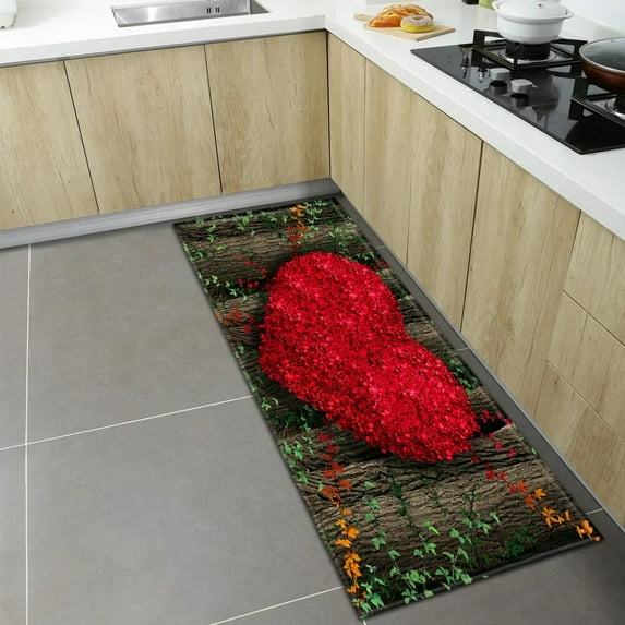 Kitchen PCV Mat Valentine's Day Home Entrance Doormat Bedroom Living Room Children Floor Decor Carpet Hallway Bathroom Rug