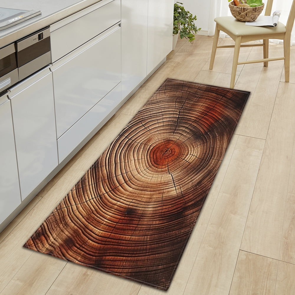 Kitchen PCV Mat Wood Grain Kitchen Floor Mats Home Living Room Bedroom