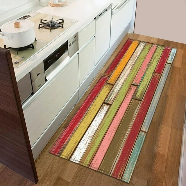 Kitchen PCV Mat Wooden 3D printing pattern floor mat kitchen door