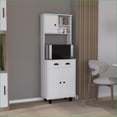 thumbnail image 1 of Kitchen Pantry 67” H with 2 Cabinets, 2 Open Shelves, 1 Drawer | White | Laminated Particle Board, 1 of 7