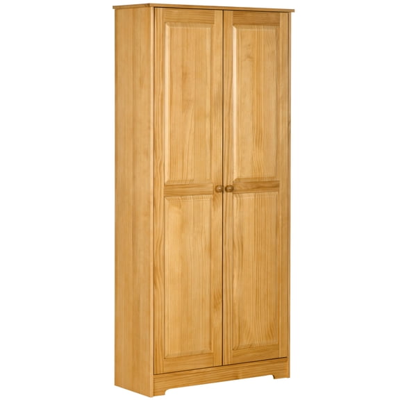 Kitchen Pantry with Adjustable Shelves | Store Dishes and Containers in Living Room | Pinewood with Varnish Finish | Soft-Close Hinges for Gentle Closing