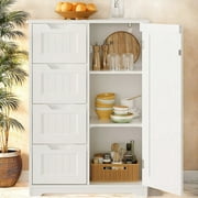 Kitchen Pantry Cabinet, 34" Small Food Pantry Storage Cabinet with Cutout Handles, White