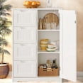 thumbnail image 1 of Kitchen Pantry Cabinet, 34" Small Food Pantry Storage Cabinet with Cutout Handles, White, 1 of 8