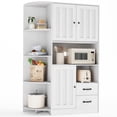 thumbnail image 1 of Kitchen Pantry Cabinet, 60.4" Farmhouse Pantry Storage, Freestanding Hutch with Doors & Shelves, Cupboard for Dining Room, White, 1 of 9