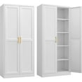 thumbnail image 1 of Kitchen Pantry Cabinet,71”White Metal Pantry Storage Cabinet with Doors and 4 Adjustable Shelves,Kitchen Cabinet with 2 Gold Handles,Tall Cabinet for Livingroom,Pantry, Bathroom,Kitchen, 1 of 8