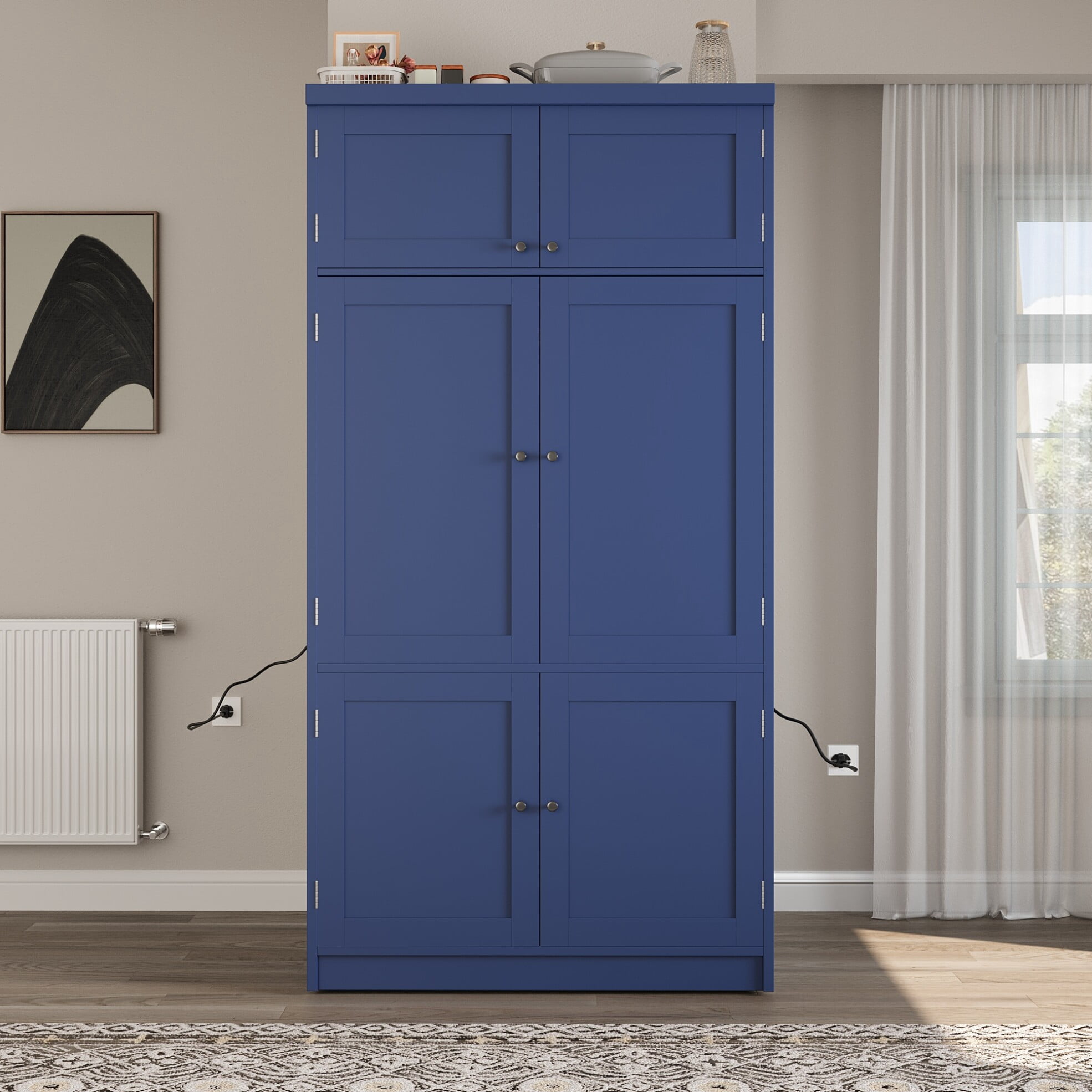 Kitchen Pantry Cabinet, 80 Inch Tall Wood Storage Cabinet with ...