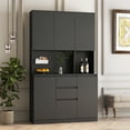 thumbnail image 1 of Kitchen Pantry Cabinet with Charging Station, Buffet Cupboards Sideboard with Drawer, Modern Kitchen Pantry Storage Cabinet with Microwave Stand for Kitchen,Living Room,Dinning Room, Black, 1 of 8