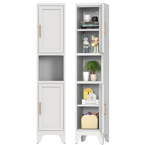 Kitchen Pantry Cabinet with Countertop,67" Tall Metal Storage Cabinet with Doors ＆ Adjustable Shelves,Freestanding Cupboard for Kitchen,Dining Room,Living Room and Bathroom-Assemble Required(White)