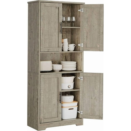 Kitchen Pantry Cabinet, Freestanding Pantry Storage Cabinet with Doors and Shelves, 70" Cupboard, Modern Tall Cabinet for Bathroom, Dining Room, Living Room