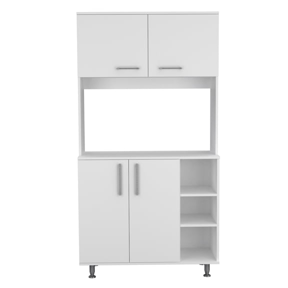 Kitchen Pantry Cabinet In White, 15.49 Inch Deep With Spacious Top, Bottom For Pots, Open Rack Frequent Use Items, Furniture - Style, 68.8 High, 36.48 Wide Top Surface, Cooking Utensils, Two