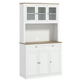 thumbnail image 1 of Kitchen Pantry Cabinet with Microwave Stand, 2 Drawers, 4 Cabinets - White Storage Organizer, 1 of 9