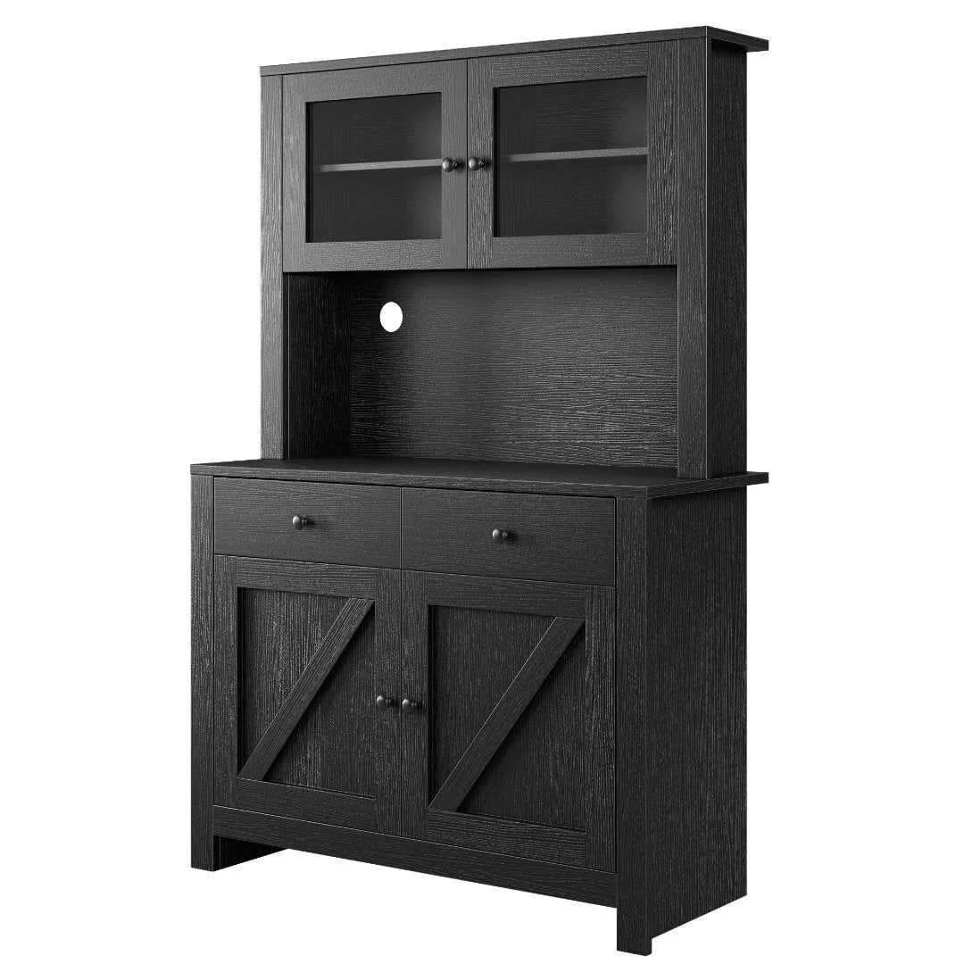 Kitchen Pantry Cabinet with Microwave Stand, Freestanding Hutch Cabinet ...