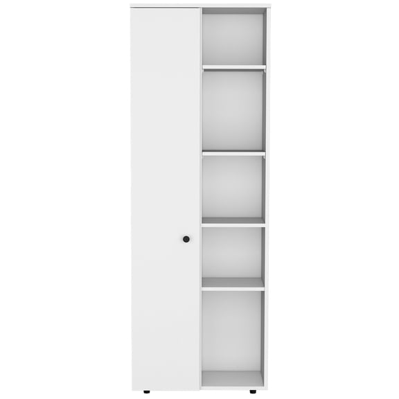Kitchen Pantry In White - Sleek Modern Look, Various Shelf Heights, Hassle- Assembly, Engineered Wood Unit Contemporary Design, Tailored Effortless