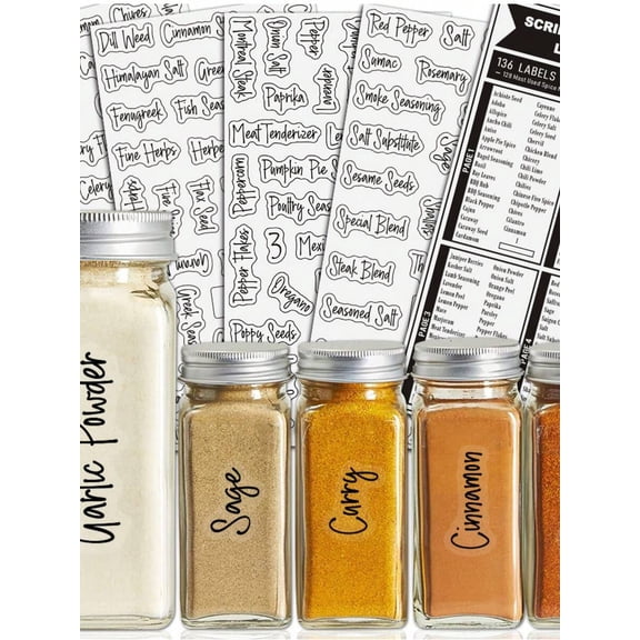 Kitchen Pantry Labels Set - Waterproof Organization Stickers for Jars, Spice Containers, and Seasoning - Home Edit Essentials for Kitchen Remodel and Home Storage Organization
