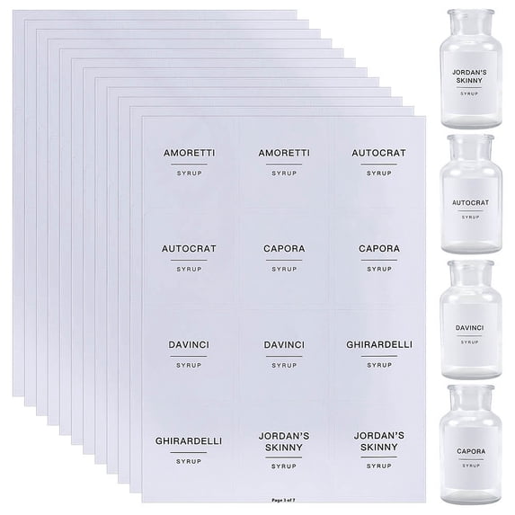 Kitchen Pantry Labels Waterproof Bottle Label Stickers Removable PVC Adhesive Sorting Storage Stickers Rectangle with Black Word