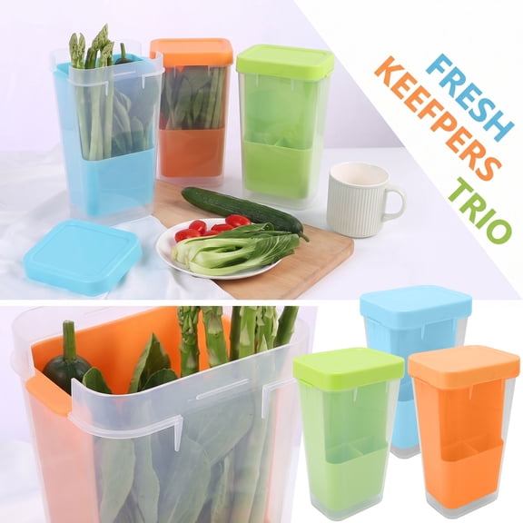 Kitchen Pantry Organizer, Clear Pantry Organizer Bins, Storage Containers For, Pantry Storage, 9X5X5 Inch 1-Piece Green Lid Transparent Vegetable Storage Case, Plastic