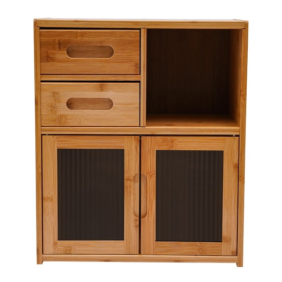 Kitchen Pantry Sideboard, Bamboo Storage Cabinet With Drawer & Door, Floor Standing Organizer for Kitchen Dining Room Living Room Office Home
