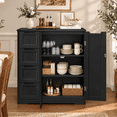 thumbnail image 1 of Kitchen Pantry Storage Cabinet with 4 Drawers & Doors, Floor Storage Cabinet with Adjustable Shelf & Anti-Tip Hardware, Buffet Sideboard Coffee Bar Cabinet for Kitchen, Bathroom, Living Room, Black, 1 of 9