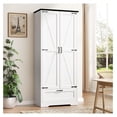 Key Drawer Unit Kitchen Pantry Storage Cabinet with Barn Doors, 4-Tier Tall Rustic Wood ...