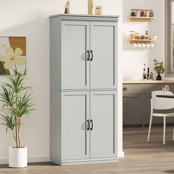 Kitchen Pantry Storage Cabinet,Freestanding Bathroom Storage Cabinets with Doors and Adjustable Shelves,70" Cupboard,Food Pantry Cabinet for Dining Room Craft Room