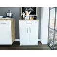 thumbnail image 1 of Kitchen Pantry Storage Cabinet In White And Oak Shade 1 - Countertop, Drawer & 2-door With 2 Shelves For Well-organized, 1 of 4