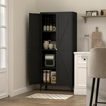 Kitchen Pantry Storage Cabinet, Laundry Room Cabinet, 65" H Living Room Storage, Black Cabinets with Doors and Adjustable Shelves, Food Pantry Cabinets, Heavy Duty