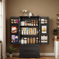 thumbnail image 1 of Kitchen Cabinet, Lofka 47” Pantry Storage Cabinet with 2 Drawers, 6 Side Shelves, 2 Doors, Black, 1 of 11