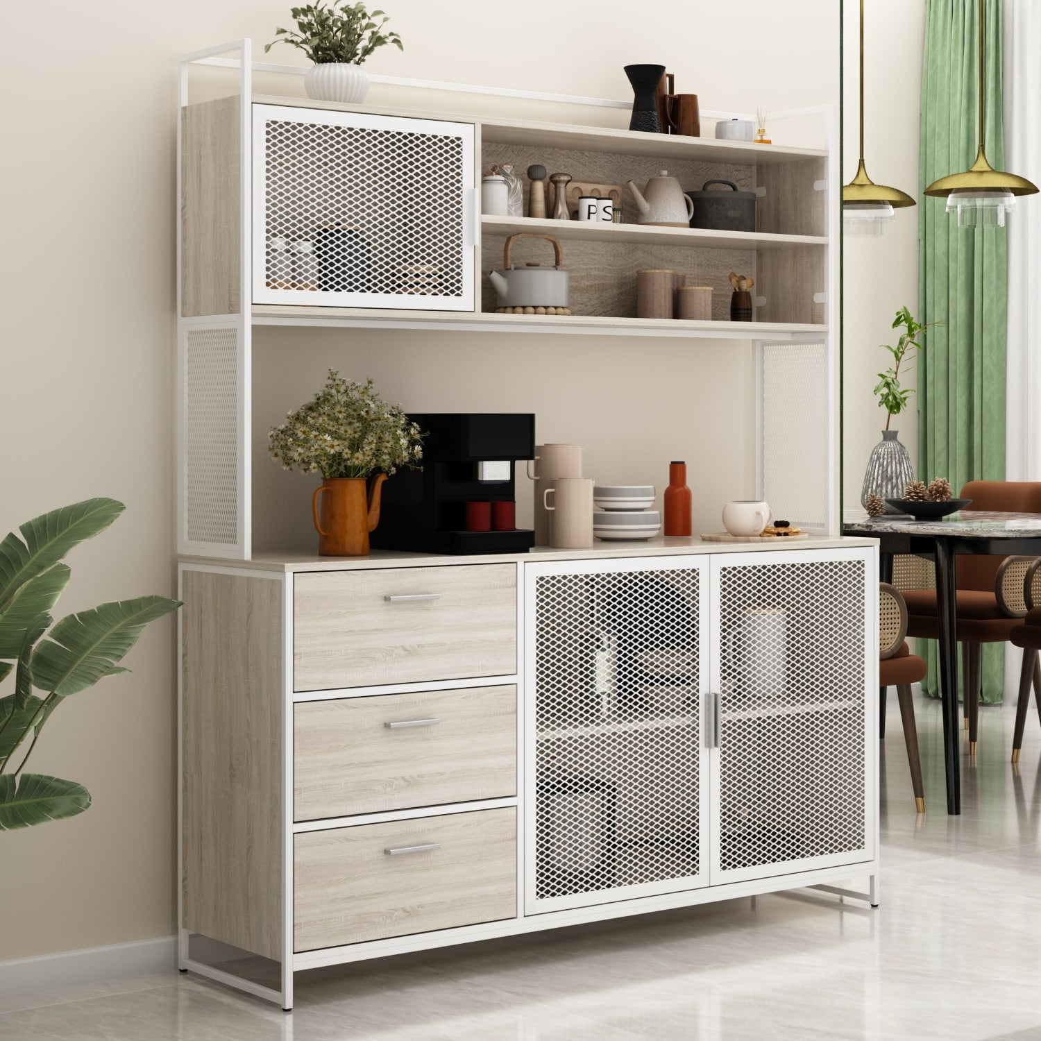 Kitchen Pantry Storage Microwave Storage Buffet 68.5"H