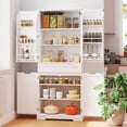 thumbnail image 1 of 71" Tall Kitchen Pantry Storage Cabinet with Doors and 10 Shelves, Noelse Wooden Food Storage Cabinet with Large Drawer for Dining Room and Craft Room, White, 1 of 14