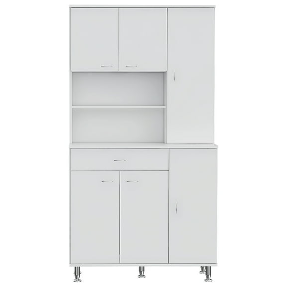 Kitchen Pantry White - Fortify Storage Function And Quality With 10 Shelves, 6 Covered Door Panels, A Generous Drawer For Dishes, Pots, Pans, Household Articles In Maximize Functionality Benefits