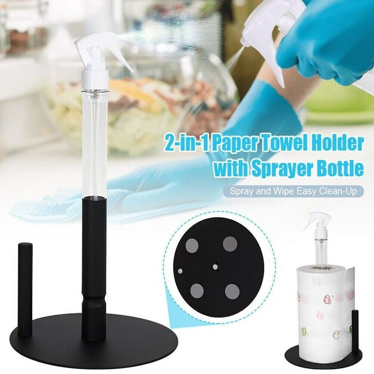 Paper Towel Holder With Spray Bottle, Stainless Steel Countertop Paper Towel  Holder, One-handed Operation Kitchen Paper Towels Holder With Non Slip We