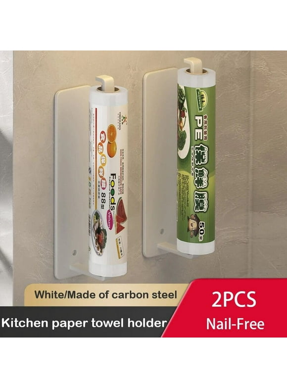 Kitchen Paper Towel Holder Wall Mount Nail-Free Kitchen Bathroom Toilet Lengthen Storage Rack Towel rack Self-Adhesive Roll Rack W2