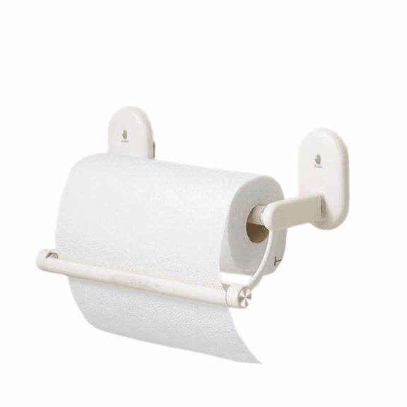 Kitchen Paper Towel Holder Wall Mounted - Suction Cup No Drill One Hand Tear Dispenser with Storage for Cling Film Foil Wrap - Organizer for Home Kitchen Counter Cabinet