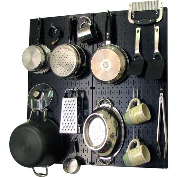 Kitchen Pegboard Pack Storage & Organization Kit, Black & White - 32 x 32 x 6 in.