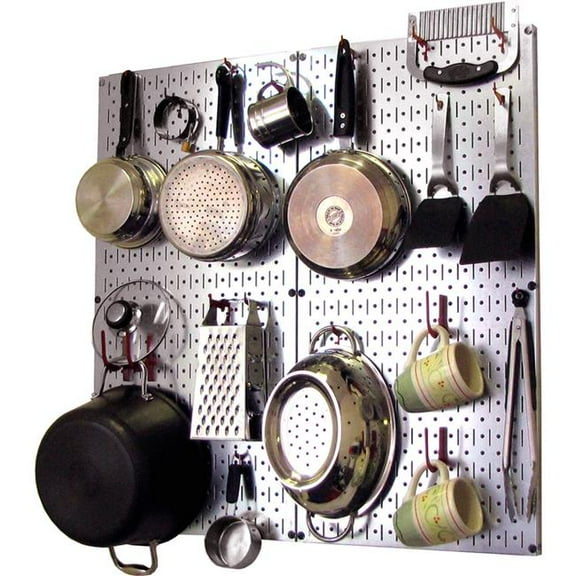 Kitchen Pegboard Pack Storage & Organization Kit, Galvanized Red - 32 x 32 x 6 in.