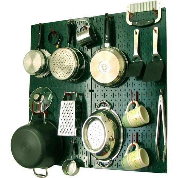 Kitchen Pegboard Pack Storage & Organization Kit, Green & Red - 32 x 32 x 6 in.