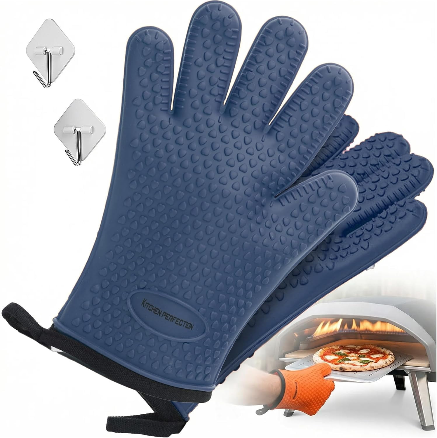 Kitchen Perfection Silicone Pizza Oven Gloves Waterproof Oven Mitts ...