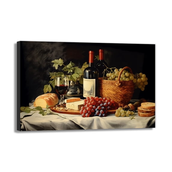 Grape Kitchen Kitchen Pictures Wall Decor Watercolor Wine Grape Bread Canvas Print ...