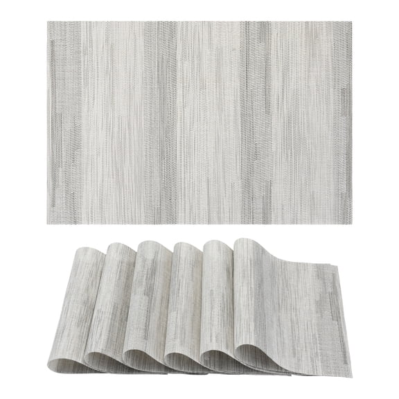 Kitchen Placemats Set of 6 Plastic Placemats for Dining Table Decor Indoor Washable Table Mat Gray 17.7*11.8inch