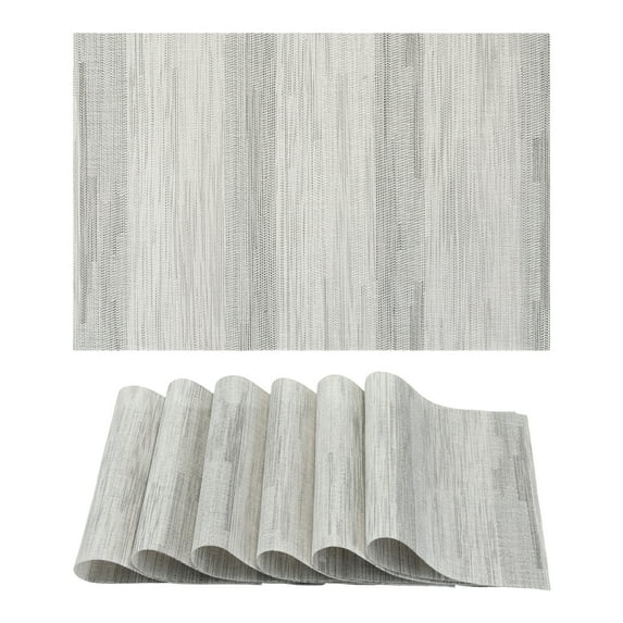 Kitchen Placemats Set of 6 Plastic Placemats for Dining Table Decor Indoor Washable Table Mat Gray 17.7*11.8inch