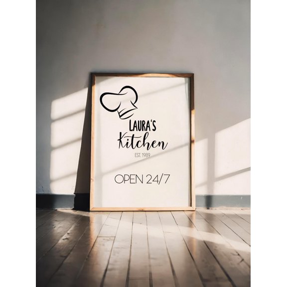 Kitchen Poster "Open 24/7", High-Quality Poster Or, For Cooking Lovers , Poster Print Only