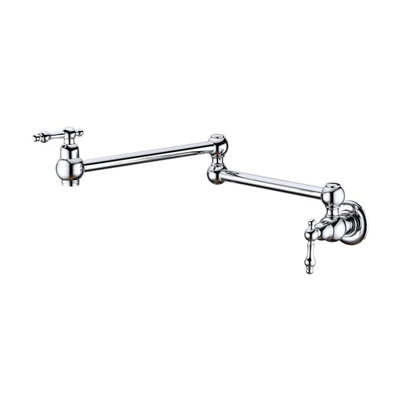 Kitchen Pot Filler Faucet Wall Mount,Brass Folding Stretchable with Double Joint Swing Arm Single Hole Two Handles