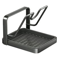 Kitchen Pot Lid Holder Rack with Spoon Rest, Drip Tray Countertop Organizer for Cooking, Stove Top Utensil Stand, Carbon Steel Storage Rack for Pots, Lids, Kitchen Accessories, Multi-Functional Tool