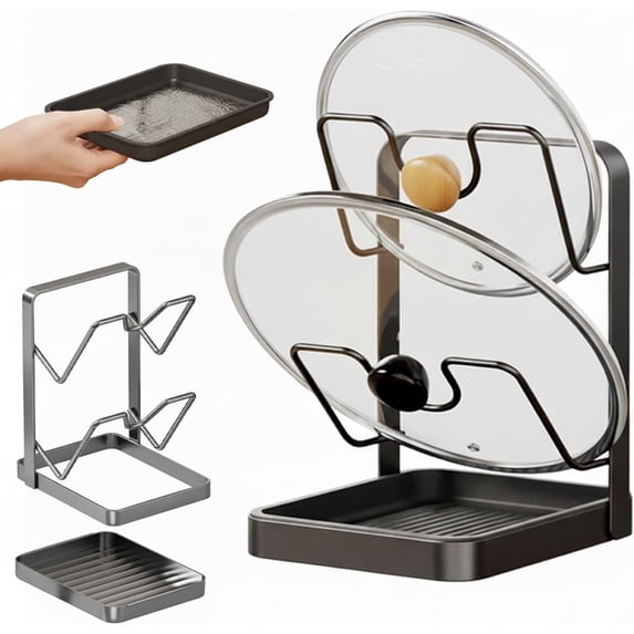 Kitchen Pot Lid Rack,Pot Lid Holder While Cooking,Stainless Steel Pots ...