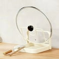 thumbnail image 1 of Kitchen Pot Lid Storage Rack, 304 Stainless Steel Pot Lid Holder While Cooking, Multifunctional Kitchen Pot Cover Organizer for Countertop, With Removable Drip Tray (White Single-layer), 1 of 5