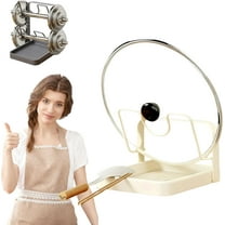 Kitchen Pot Lid Storage Rack, 304 Stainless Steel Pot Lid Holder While Cooking with Removable Drip Tray, Pot Lid Holder While Cooking & Spoon Rest, Strong Load-Bearing Capacity